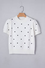Load image into Gallery viewer, LAS Elegant Polka Dot Bubble Short Sleeve Sweater (S-XL)
