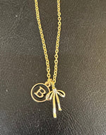 Load image into Gallery viewer, Initial and Bow Necklace

